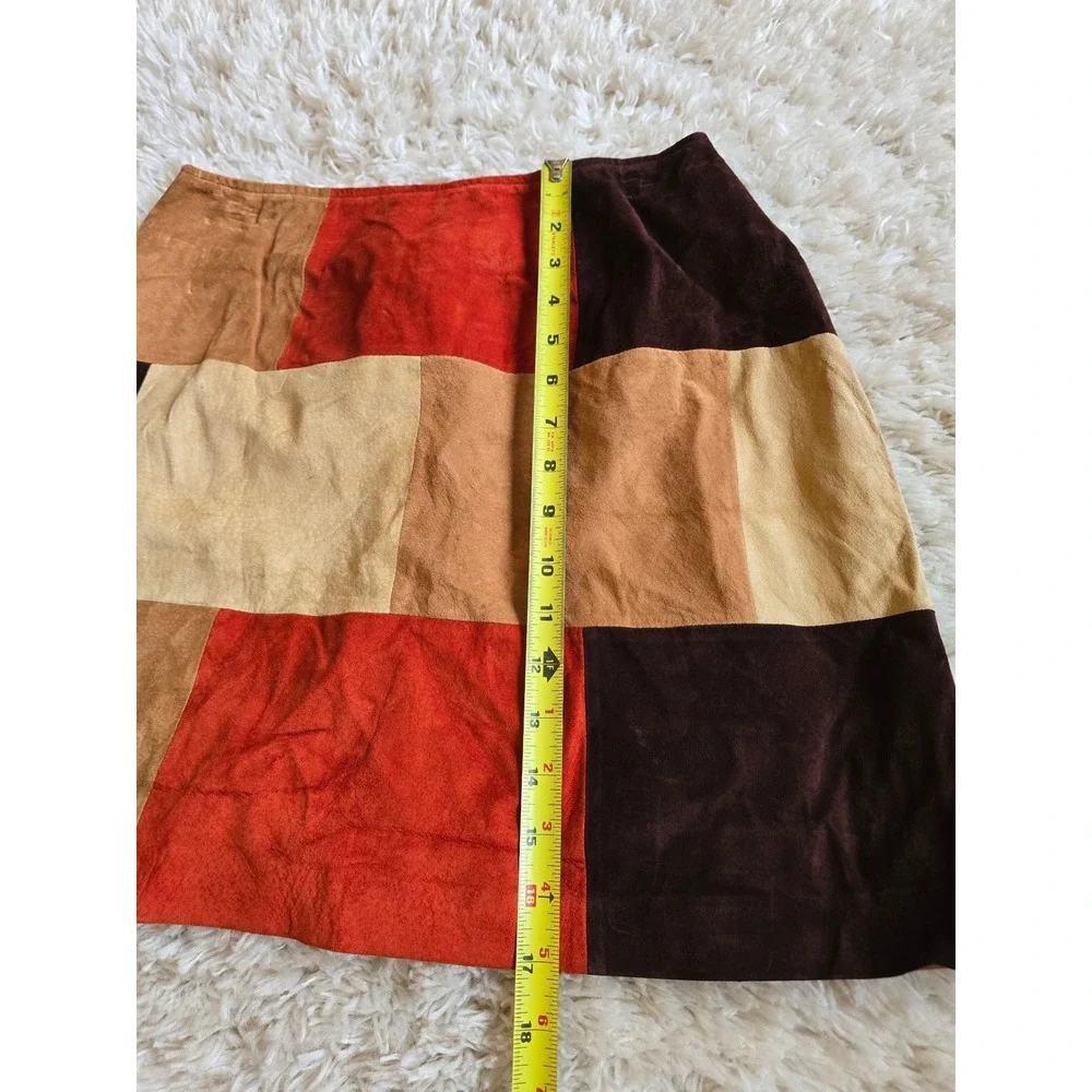 Siena Collection Patchwork Suede Mini Skirt Earth Tones Sz 14 Vtg Y2k Friends‎